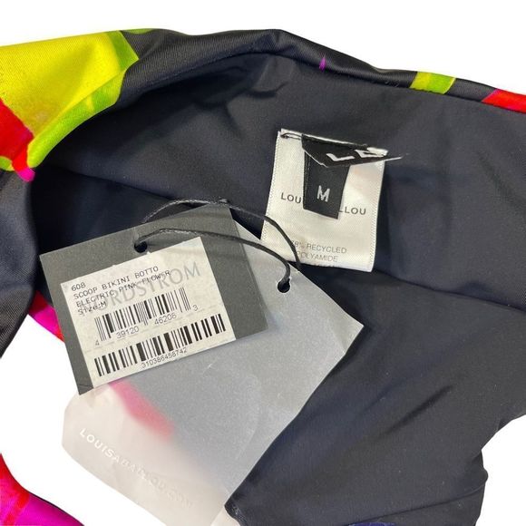 NEW Louisa Ballou Mini Ring Triangle Bikini Electric Pink Flower Medium - Picture 7 of 11